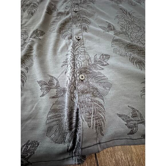 Tommy Bahama Men's Gray & Black Pina Grove Camp Button Down Shirt Size 3XLT - Picture 5 of 10